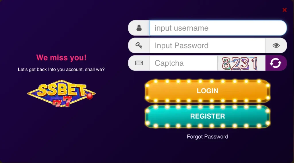 ssbet77 login page