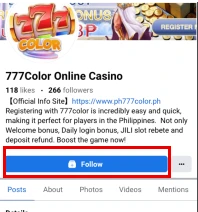 follow 777color by click facebook button